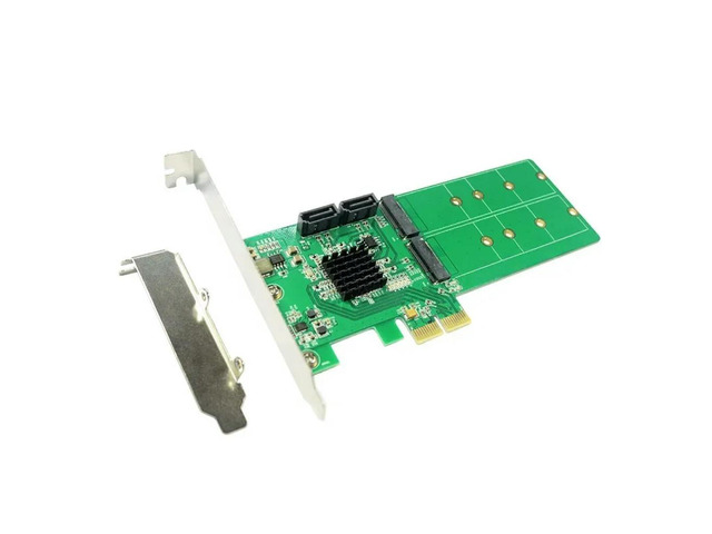 FOR 2 ports SATA 6Gbps + Dual B key M.2 slot PCI-e Card SATA 3.0 NGFF SSD + HDD Expansion Card Adapter Support win10