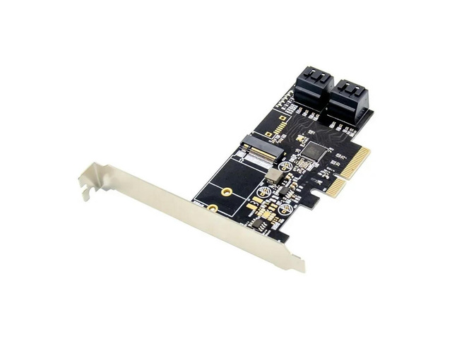 FOR PCI-E X4 To M.2 Key B NVMe SSD & 4 Port SATA3.0 Adapter Expansion Card NGFF