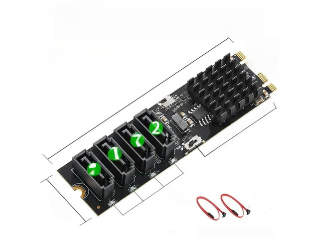FOR M.2 to 4 Ports 0/1/10 SATA III 6G SSD HDD Adapter M Key B Key 2280 mm Size PCIe2.0 9236 Chip for UEFI Bios
