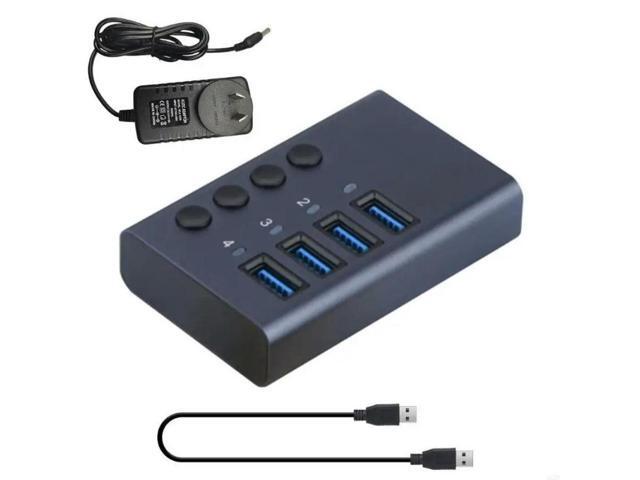 FOR USB Hub, 4 Port USB3.0 Hub Splitter 5Gbps with 36W Power Adapter and Male to Male USB3.0 Data Cord for PC and Laptop