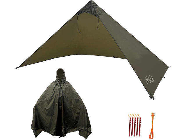 Onewind Lightweight Poncho Shelter, Solitary Shelter Cape Silnylon Emergency Survival Shelter Ultralight Minimalist Shelter for Camping Hiking...