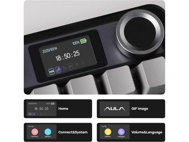 EPOMAKER X Aula F108 PRO Wireless Gaming Keyboard with Screen, 8000mAh Battery, 104 Hot-Swappable and Programmable Keys and Knob, RGB Backlight,...