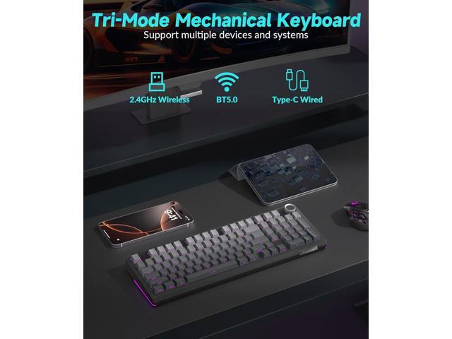 SOLAKAKA KI99 Pro 96% Wireless Mechanical Keyboard, RGB Gaming Keyboard, Hot-Swappable Pre-Lubed Switches, Gasket Structure Creamy Keyboards...