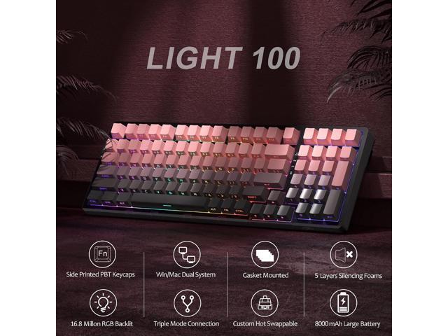 MageGee LIGHT100 Wireless Creamy Keyboard, Gasket Structure Hot Swappable, 2.4G/USB-C/BT5.0 RGB Backlit Mechanical Gaming Keyboard for Win/Mac/PC,...