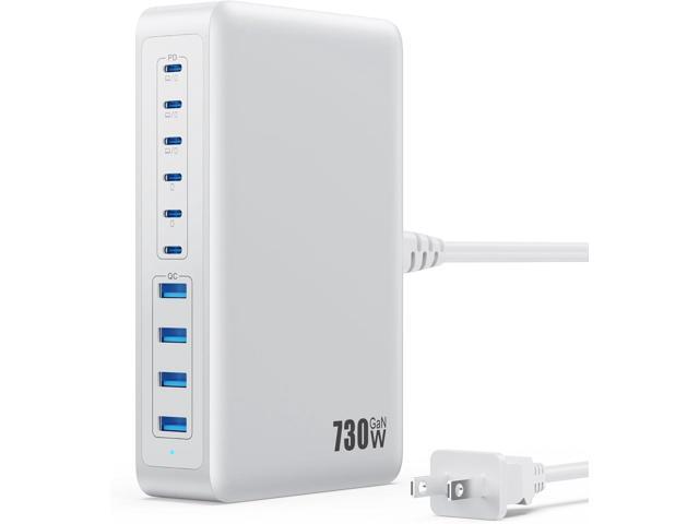 730W USB C Charger Block,10-Ports GaN V Fast Charging Station Hub,QC4.0+Three PD 100W Laptop Charger Wall Power Adapter for MacBook...