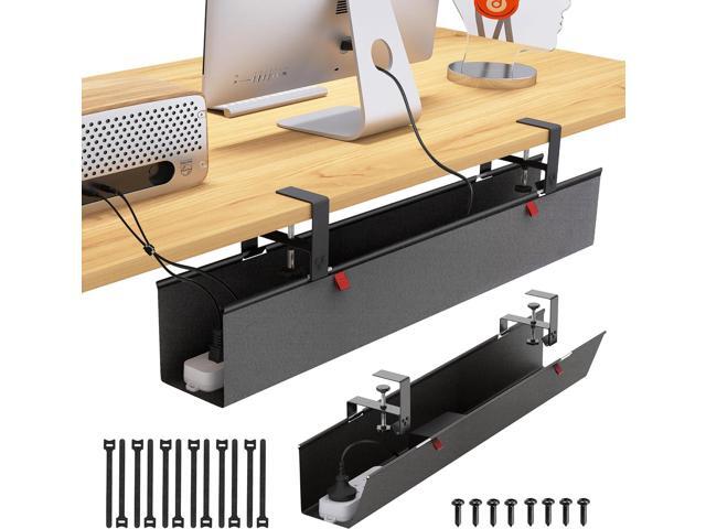 Under Desk Cable Management Tray - Under Desk Cord Management - Clamp/Screw Mount - Fabric Wire Management - Cable Raceways Tray Cord Hiders for...