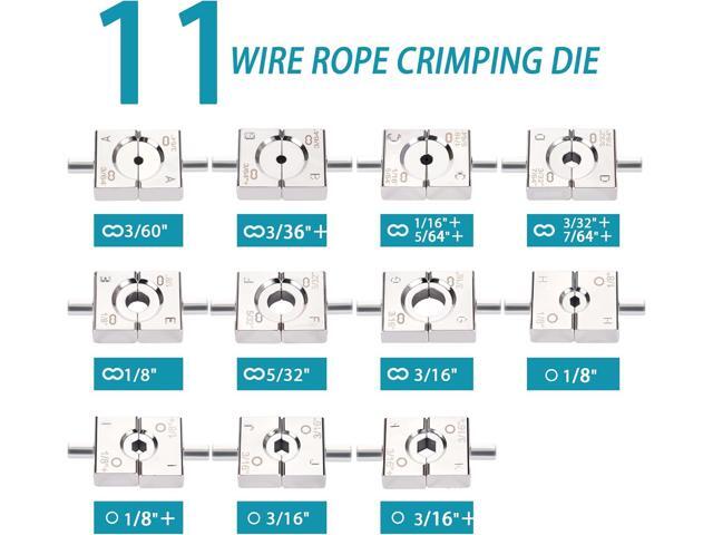 AMZCNC Wire Rope Crimping Tool Kit, Swaging Tool for Aluminum Ferrules and Oval Sleeves, 3/64''3/16'', Stainless Steel, with Wire Cutter