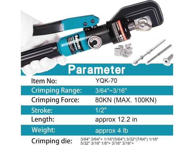 AMZCNC Wire Rope Crimping Tool Kit, Swaging Tool for Aluminum Ferrules and Oval Sleeves, 3/64''3/16'', Stainless Steel, with Wire Cutter