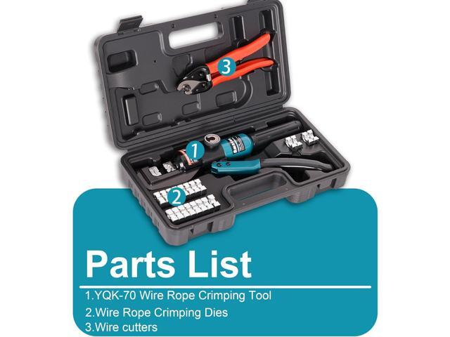 AMZCNC Wire Rope Crimping Tool Kit, Swaging Tool for Aluminum Ferrules and Oval Sleeves, 3/64''3/16'', Stainless Steel, with Wire Cutter
