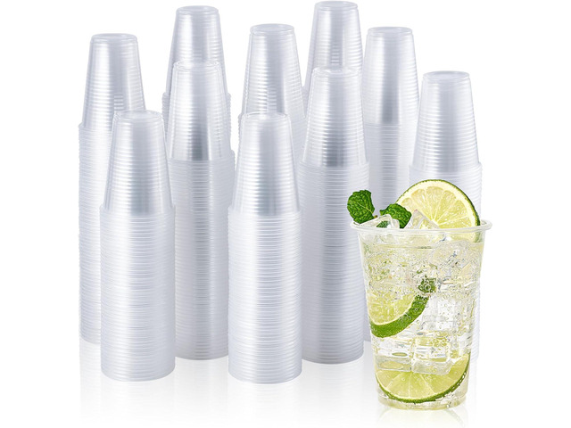 Vplus 2000 Pack 9 OZ Clear Plastic Cups, 9 Ounce Disposable Cold Water Party Drinking Cups for Wedding Thanksgiving Christmas Party