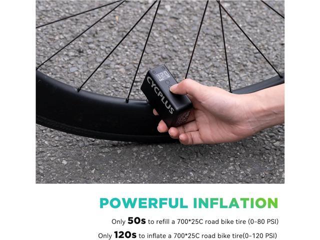 CYCPLUS AS2 PRO Tiny Bicycle Pump with Gauge, Max 120 PSI Electric Mini Pump, Auto Stop, with Presta and Schrader Valve for E-Bike, MTB, and Road...