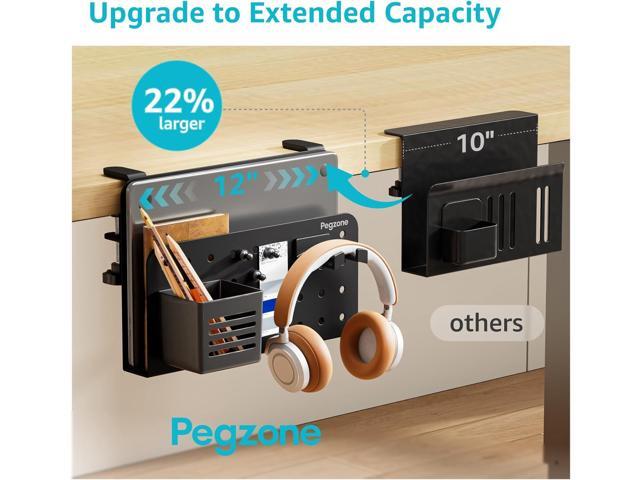 Desk Side Storage Organizer, No Drill Under Desk Laptop Holder, Clamp on Desks Shelf with Pegboard Accessories, Hanging Laptop Mount, Fits Flat...