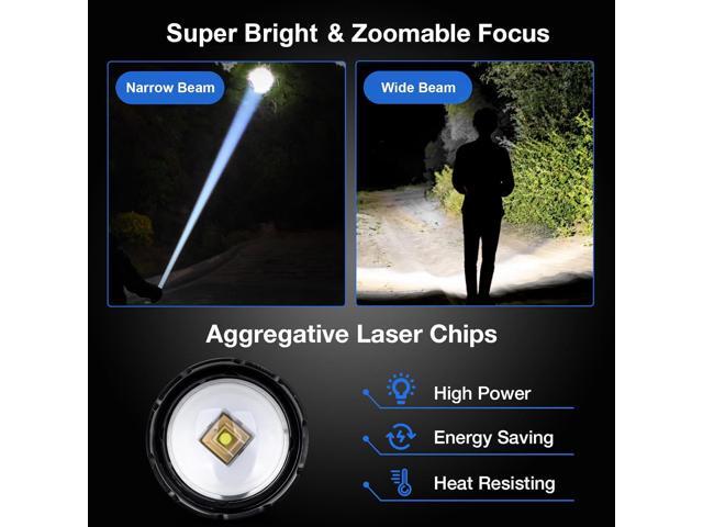 Flashlights High Lumens Rechargeable 980,000L (2 Packs), Super Bright LED Tactical Handheld Flashlight High Powered Flash Light with 7 Modes,...
