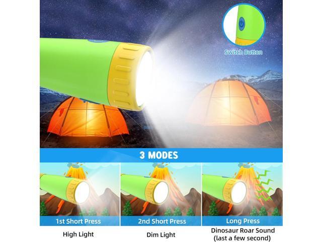 COSOOS Rechargeable Dinosaur Flashlight for Kids, Roar Mode, Kids Flashlight Toys, Outdoor Camping Gear Accessories, Birthday Gift Easter Basket...