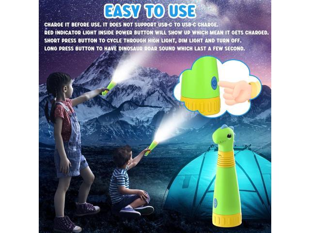 COSOOS Rechargeable Dinosaur Flashlight for Kids, Roar Mode, Kids Flashlight Toys, Outdoor Camping Gear Accessories, Birthday Gift Easter Basket...
