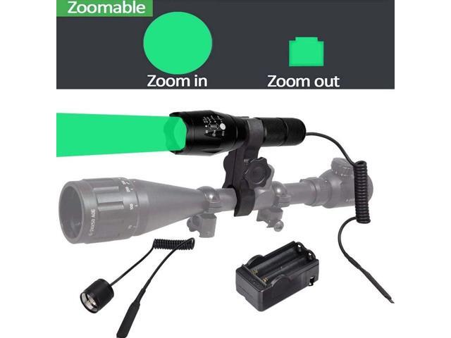 WINDFIRE Green Predator Light 300 Yards Tactical LED Flashlight Zoomable, Coyote Hog Fox Varmint Hunting Flashlights Kits with Pressure Switch,...