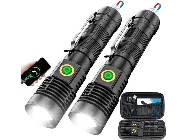 Karrong Flashlights High Lumens Rechargeable(Battery Included), Super Bright Powerful Small Magnetic Flashlight, 6 Mode, Zoomable, Waterproof,...