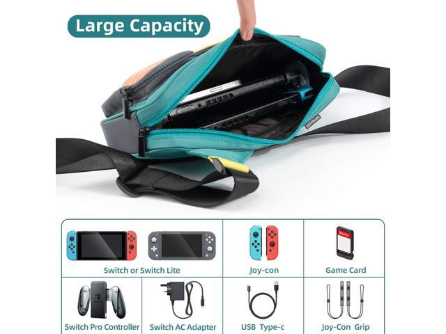 GeekShare Large Capacity Multifunctional Switch/OLED Travel Carrying Case - Color Contrast Laser Messenger Bag Compatible With Nintendo Switch -...
