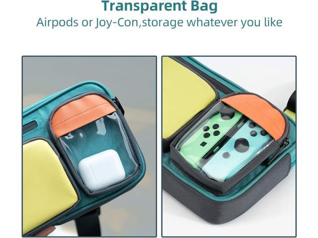 GeekShare Large Capacity Multifunctional Switch/OLED Travel Carrying Case - Color Contrast Laser Messenger Bag Compatible With Nintendo Switch -...