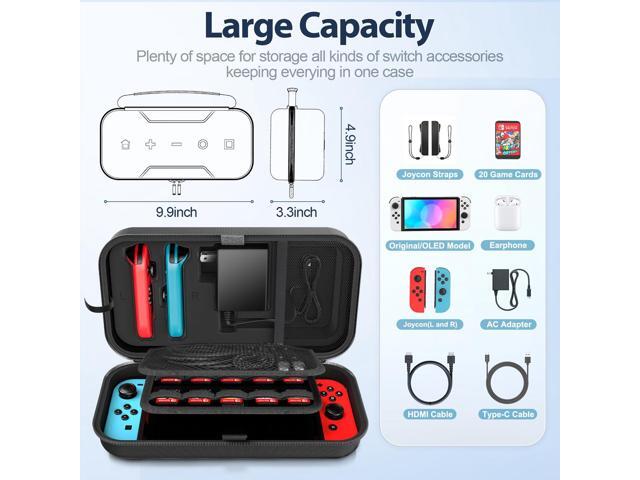 Switch Carrying Case Compatible with Nintendo & OLED, Portable Switch Travel Carry Case Fit for Joy-Con and Adapter, Hard Shell Protective OLED...