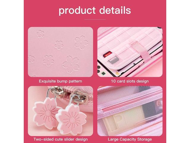 Pink Travel Carrying Case Accessories Kit Compatible with Nintendo Switch OLED. Pink Switch OLED Hard Protective Cover,Adjustable Stand,Screen...