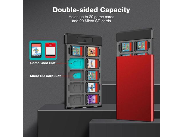 HEIYING Switch Game Card Case for Nintendo Switch 2 2025 / OLED / Lite Games Cards, Metal Game Storage Holder with 20 Games Card Slots and 20 Micro...