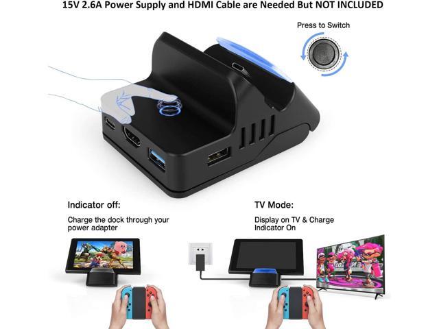 Switch TV Dock Docking Station Compatible with Nintendo Switch/Switch OLED Model, Portable Switch Base Charging Adapter Cradle with HDMI and USB3.0...