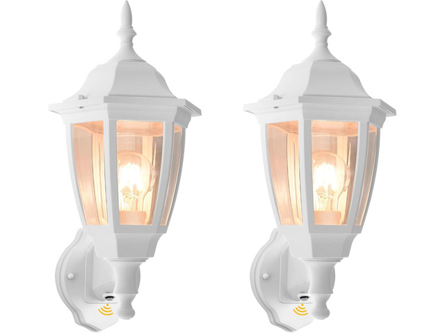 FUDESY Outdoor Wall Light Dusk to Dawn, Porch Sensor Light White Plastic Anti-Corrosion with LED Edison Filament Bulb, Exterior Mount Lantern for...