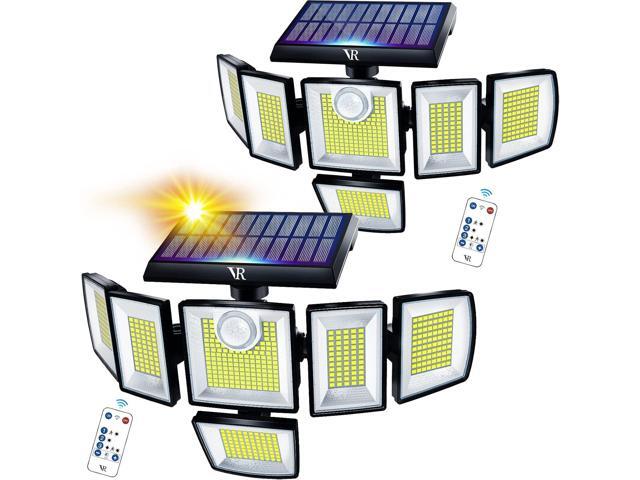 Solar Motion Sensor Flood Lights Outdoor - 496LEDs 3500LM 3 Lighting Modes 3 Levels Brightness, 6 Heads 360° Illumination, IP65 Solar Security.