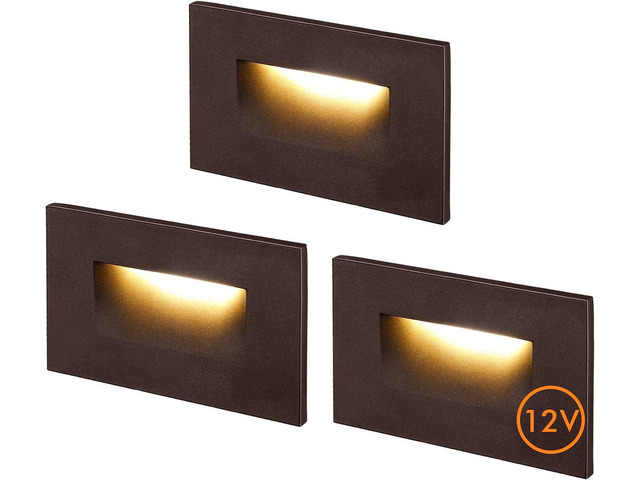 CLOUDY BAY 12V Low Voltage 3 Color Indoor and Outdoor LED Step Light,3000K/4000K/5000K,Stair Light,Oil Rubbed Bronze,3 Pack, Wet Location(Low...