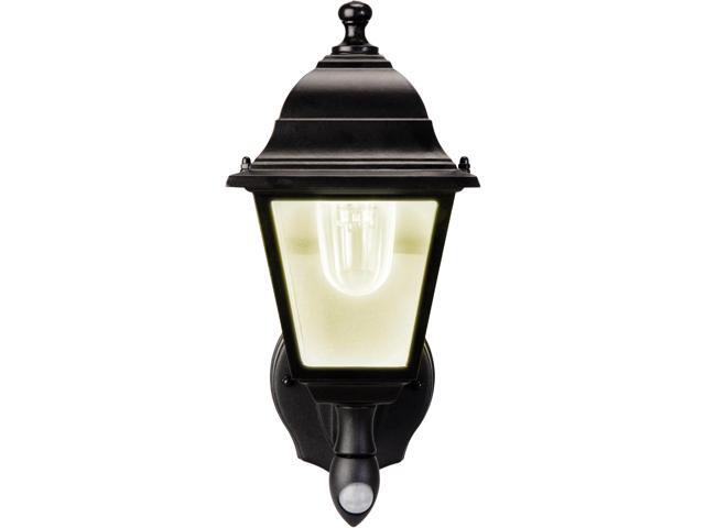 Maxsa 43319 Premium Battery-Powered Motion-Activated Decorative Outdoor Warm White LED Wall Sconce Lighting Fixture, Metal Housing, Black