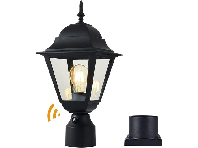 Windben Dusk to Dawn Outdoor Post Light,Waterproof Cast Aluminium Lamp Post Light Fixture,Post Lantern with Pier Mount Base,Matte...