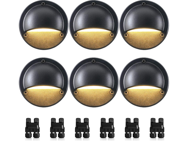 SUNVIE 5W LED Low Voltage Deck Lights, 12-24V Step Lights Outdoor with Fastlock2 Wire Connectors, Low Voltage Landscape Lighting 3000K Warm White...