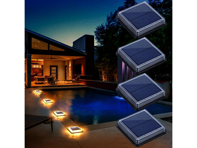 BarcoLE Solar Deck Lights, Driveway Walkway Dock Light Solar Powered Outdoor Stair Step Pathway LED Lamp for Backyard Patio Garden Ground, auto...