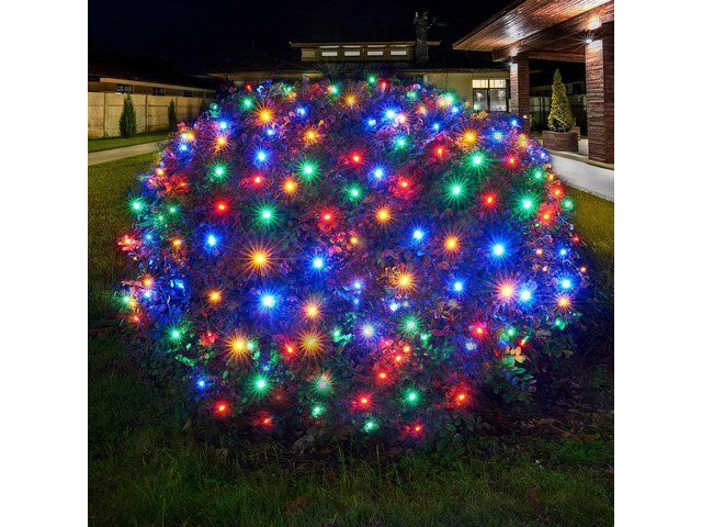 Dirnun Led Christmas Net Lights Outdoor Christmas Lights Multicolor 160LED 5ftx7ft, Waterproof Outdoor Indoor Fairy Mesh Net Light for Xmas Party,...