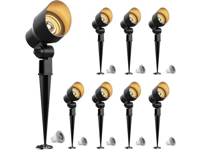 GOODSMANN Low Voltage Landscape Flood Lights 8PK Kit 3W LED 200 Lumen Outdoor Spotlights 3000K Warm White Replaceable LED Outside Hardwired.