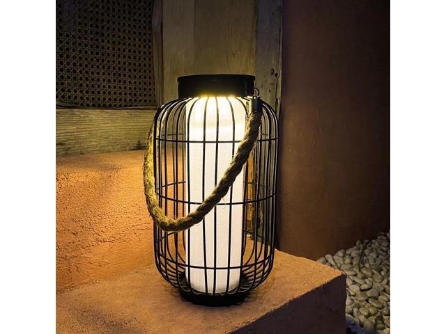 Large Outdoor Solar Lanterns Hanging Light Waterproof LED Garden Lights solar powered Retro Metal Auto On Off Table Lamp for Garden Patio Porch...