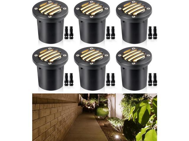 SUNVIE 12W Low Voltage Landscape Lighting Anti-Glare LED Well Lights(Grated Top) 12V-24V Waterproof Outdoor In-Ground Lights 3000K Landscape...