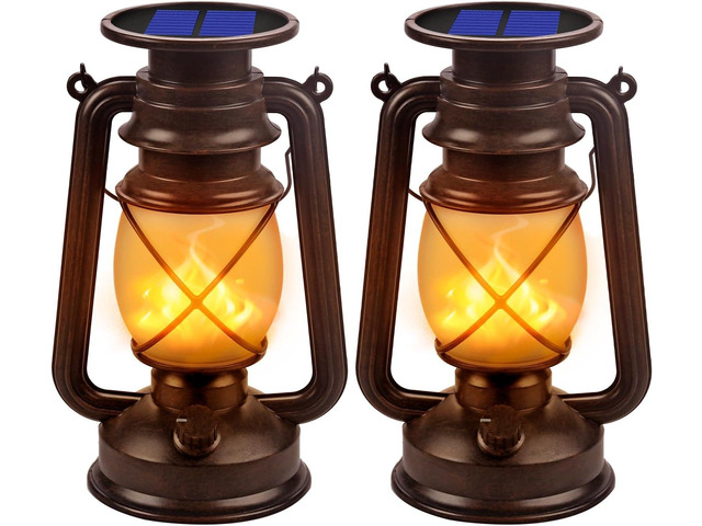 Solar Lantern Outdoor Hanging Solar Lights Dancing Flame Led Waterproof Camping Lamps, Landscape Decor for Table Patio Garden Yard Pathway Porch 2...