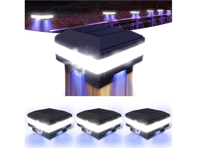 Solar Post Cap Lights 160 Lumen, 4x4 Post Solar Lights Fits 4x4 5x5 6x6 Wooden Posts, Deck Fence Post Solar Lights Waterproof, Outdoor Post Lights.