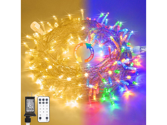 JMEXSUSS 100 LED Warm White & Multicolor Color Changing String Lights