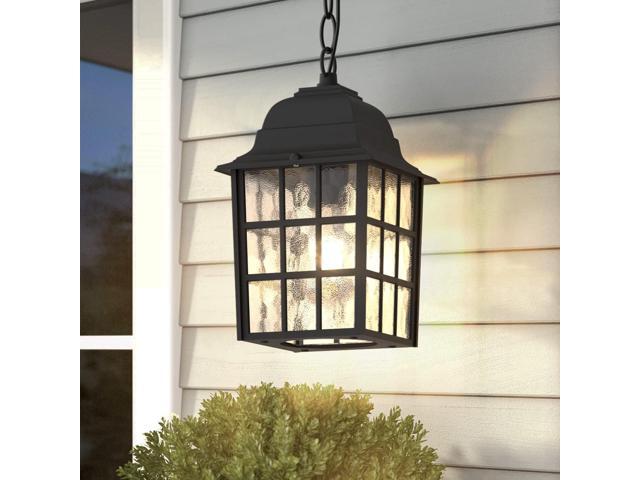 Outdoor Pendant Light, Exterior Ceiling Hanging Lantern Porch Light with Water Glass, Outdoor Hanging Lantern Light Black Exterior Pendant Lighting...