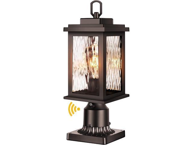 VIANIS Outdoor Post Lights Hardwired 120V, Oil Rubbed Bronze Dusk to Dawn Lantern Post for Outside with Pier Mount Base, Waterproof Aluminum ORB.