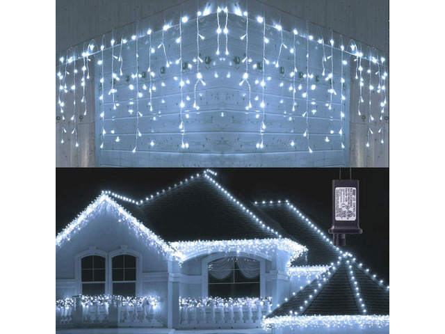 Toodour Christmas Icicle Lights Outdoor, 360 LED 29.5ft 8 Modes Fairy Icicle String Light with 60 Drops, Led Christmas Lights Twinkle for Holiday,...