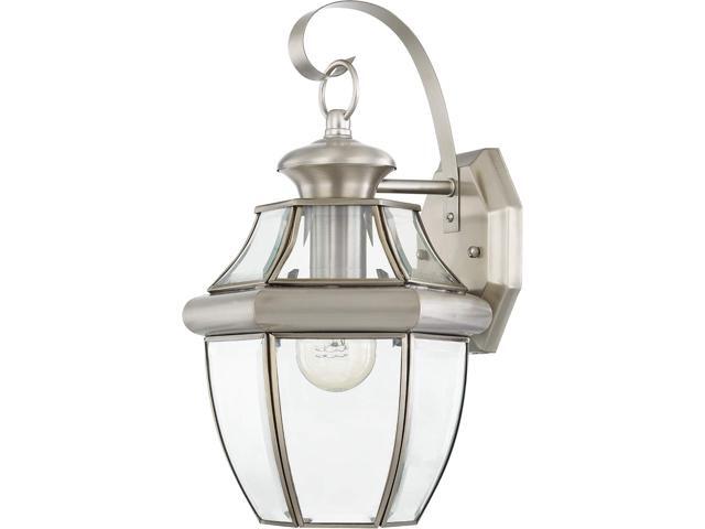 Livex Lighting 2151-91 Monterey 1 Light Outdoor Brushed Nickel Finish Solid Brass Wall Lantern with Clear Beveled Glass 13' x 8.5' x 8.25'