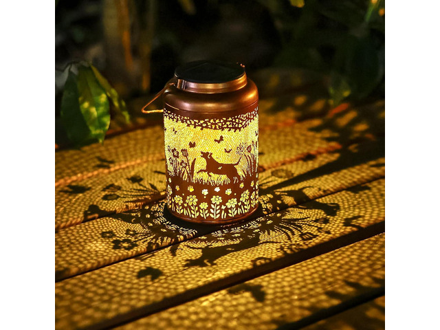 Dog Solar Lanterns Outdoor Waterproof Garden Decor Solar Lights Gifts for Women Men Mom Hanging Lantern LED Light Metal Dog Decoration Outside for...