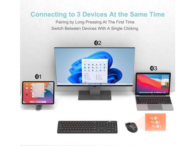 Arteck Multi-Device Wireless Bluetooth Mouse Ergonomic Silent Clicking Backward Forward for Desktop PC Laptop Mac iPad Build in Rechargeable Battery