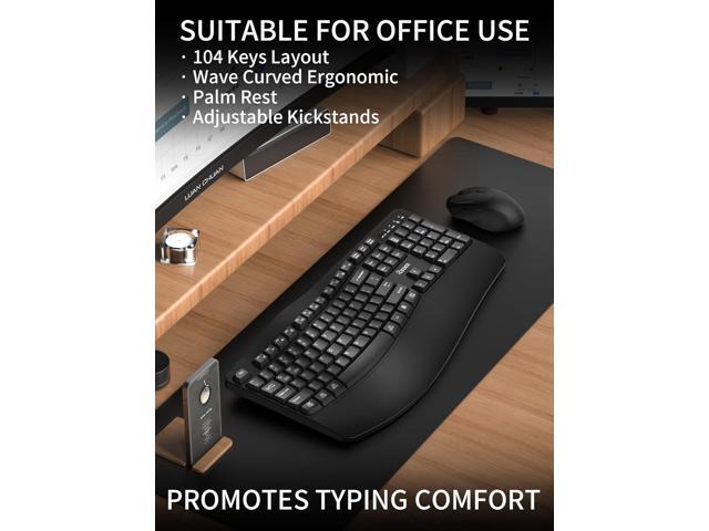 Wireless Keyboard and Mouse Combo,2.4G Full Size Wave Keys Ergonomic Keyboard with Wrist Rest for Natural Typing, 3 DPI Adjustable Ergonomic Silent...