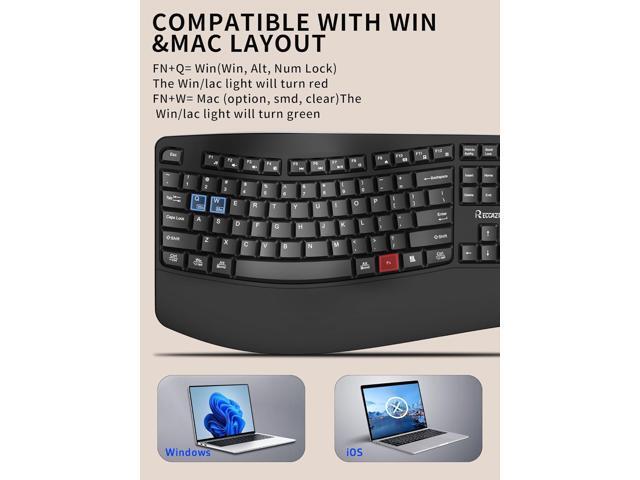 Wireless Keyboard and Mouse Combo,2.4G Full Size Wave Keys Ergonomic Keyboard with Wrist Rest for Natural Typing, 3 DPI Adjustable Ergonomic Silent...