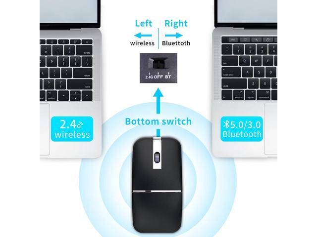 Arc Bluetooth Mouse, Ultra-Thin Rechargeable Rotating Wireless Mice, Dual Mode (BT5.0/3.0+2.4G), Portable Travel Arc Mouse Suitable for Laptop, PC,...